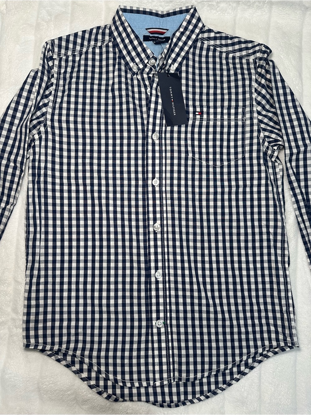 Tommy Hilfiger Men’s Navy & White Gingham Button-Down Shirt